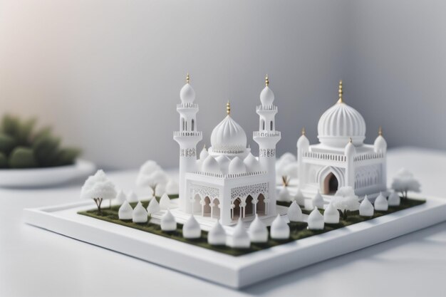 Photo tiny 3d white mosque