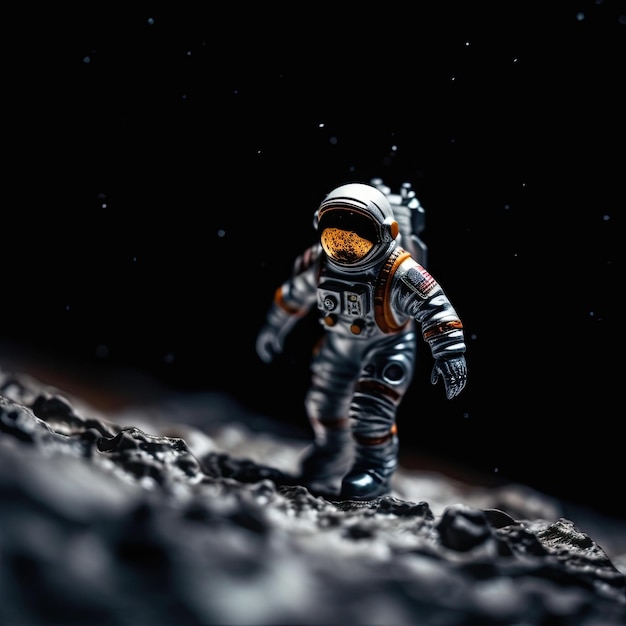 A tiny astronaut in space