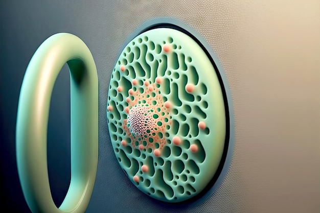 Tiny bacteria on the door handle in shape of cell generative ai