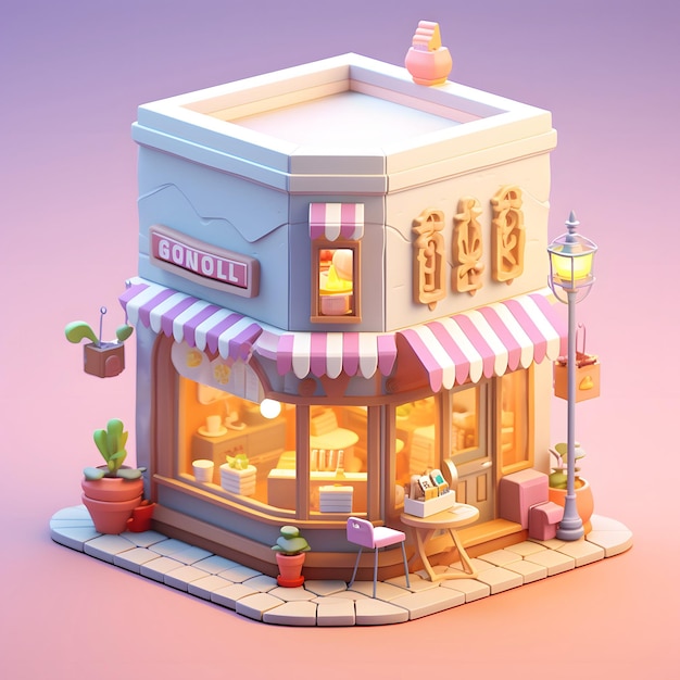 Tiny cafe isometric art images