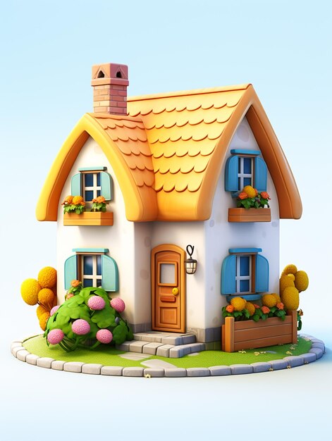 Tiny cute 3d house a miniature wonderland of adorable charm white background ai generated