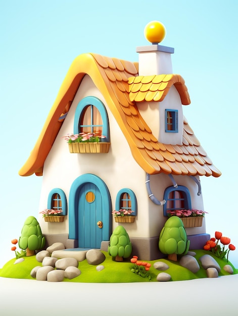 Foto tiny cute 3d house un miniature wonderland di adorabile fascino sfondo bianco generato da ai