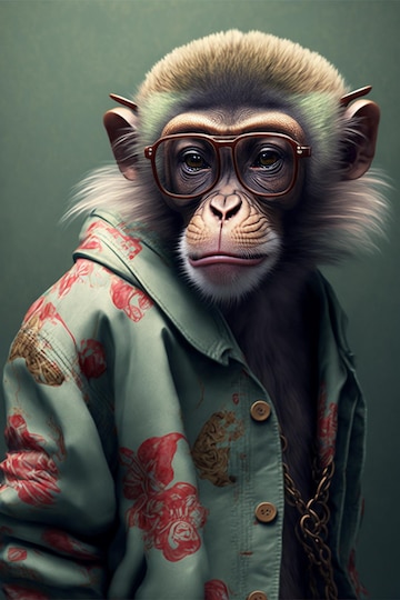 Premium Photo | Tiny cute and adorable monkey wearing great shirt