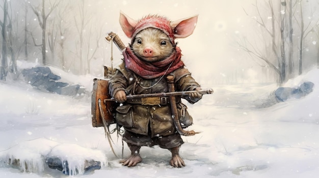 Tiny cute and adorable piglet Beautiful illustration picture Generative AI