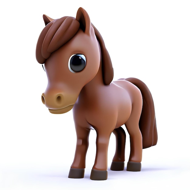 Tiny cute brown horse 3d generated AI