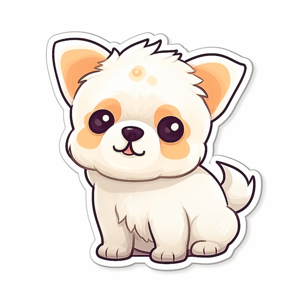 Tiny and Cute dog with a Happy Face sticker style Ai generated