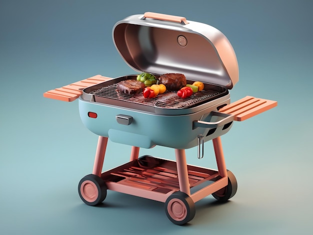 Tiny cute isometric 3d render BBQ Grill