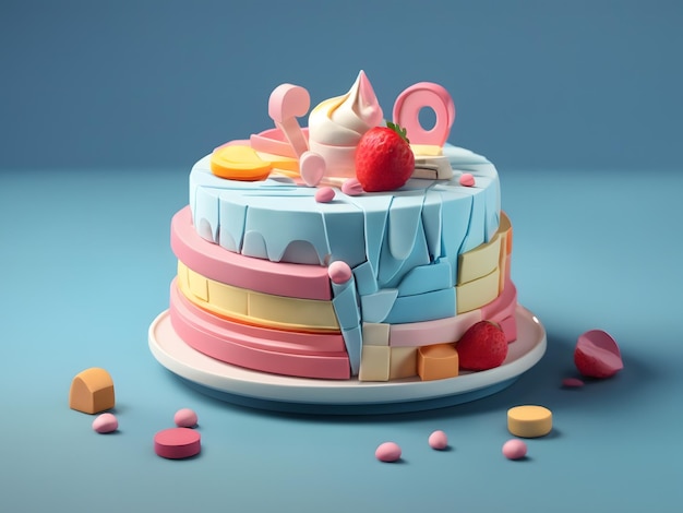 Tiny cute isometric 3d render Cake