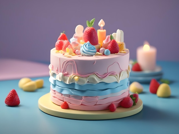 Tiny cute isometric 3d render Cake