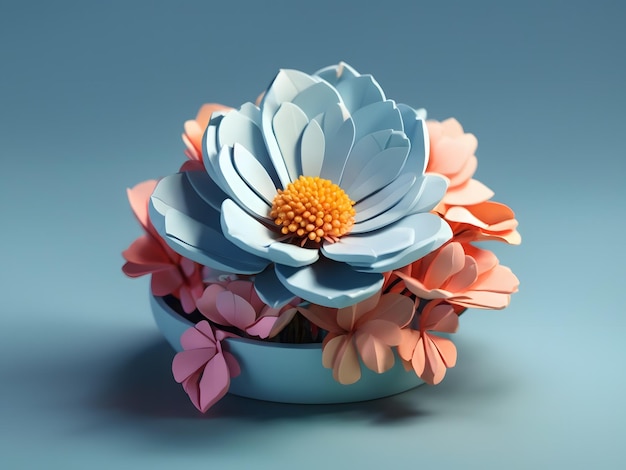 Tiny cute isometric 3d render Flower