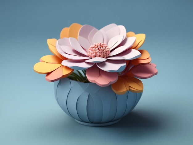 Tiny cute isometric 3d render Flower