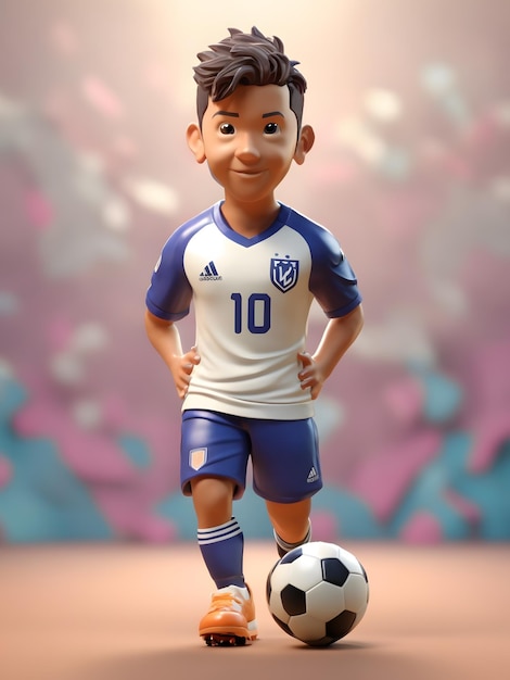 Tiny cute isometric 3d render of a football player