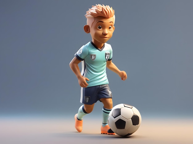 Tiny cute isometric 3d render of a football player