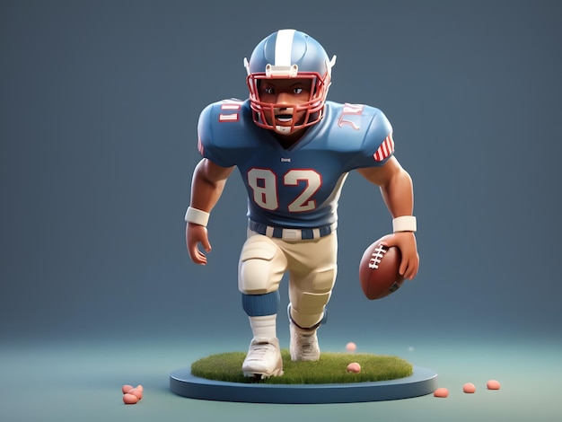 Tiny cute isometric 3d render little American football player Figure