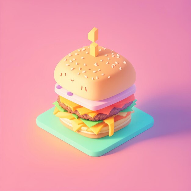 Photo tiny cute isometric burger