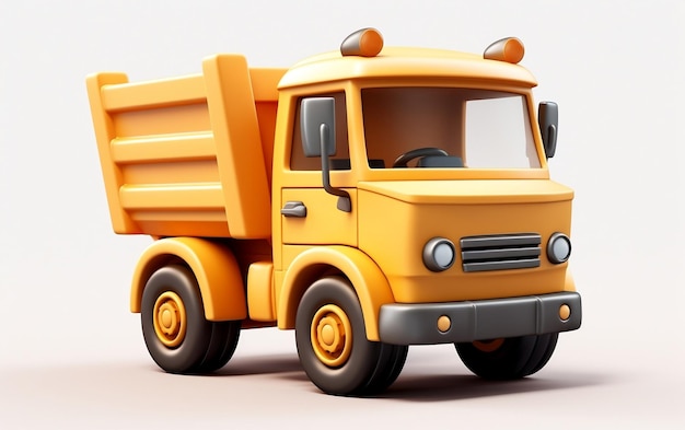 작은 귀여운 아이소메트릭 덤프 트럭 이모티콘 부드러운 디자인 생성 Ai