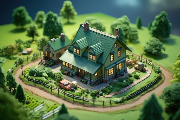 Tiny cute isometric farm soft smooth lighting