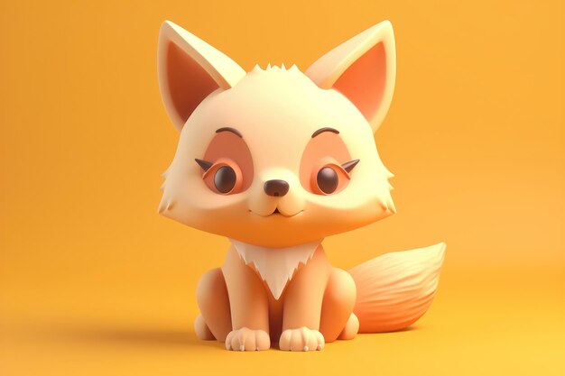 Tiny cute isometric fox with soft pastel colors ai generated