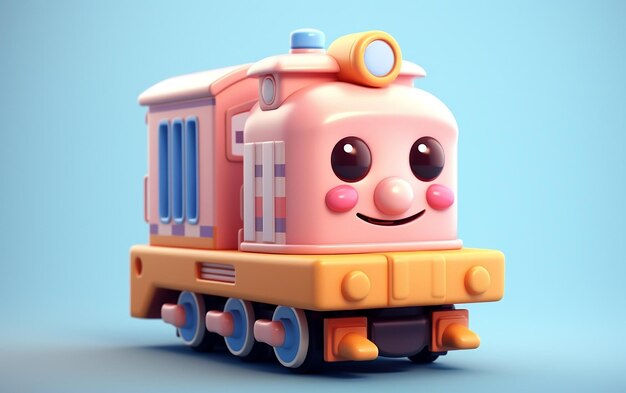 Photo tiny cute isometric locomotive emoji soft design generative ai