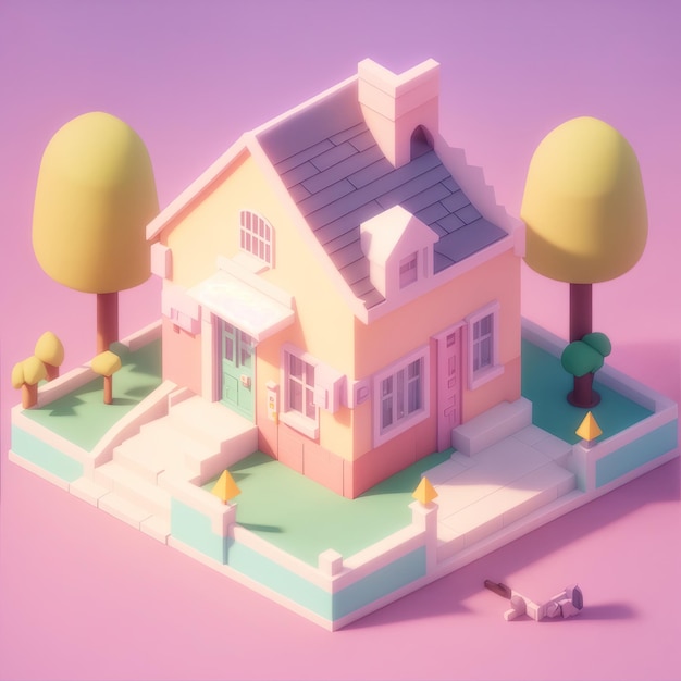 Photo tiny cute isometric school building