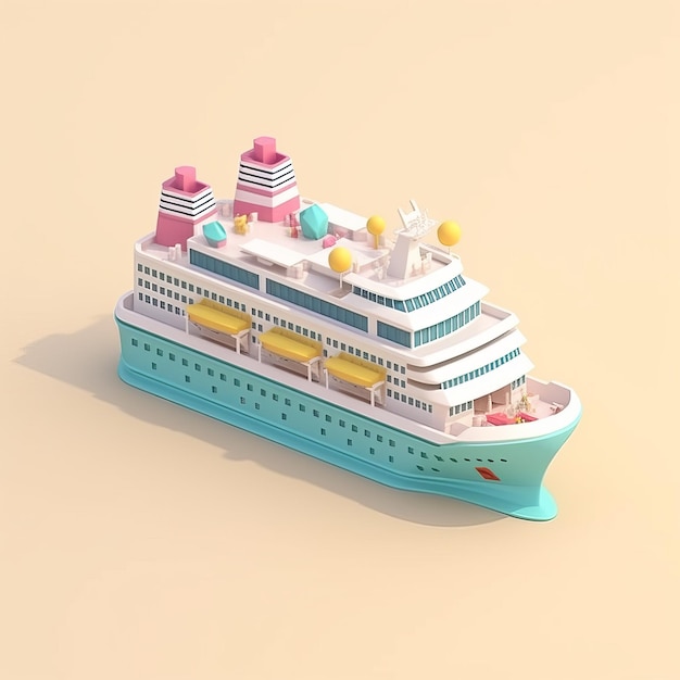 Tiny Cute Isometric Ship Illustration