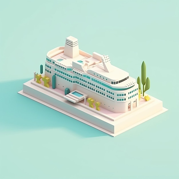 Tiny Cute Isometric Ship Illustration