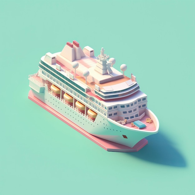 Tiny Cute Isometric Ship Illustration