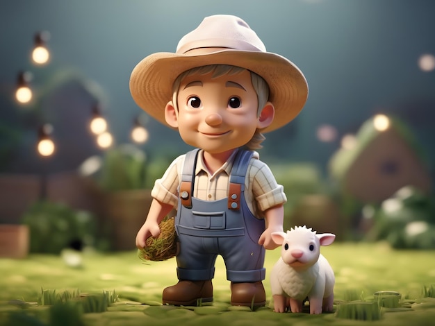 Piccola luce isometrica morbida e liscia rendering 3d farmer