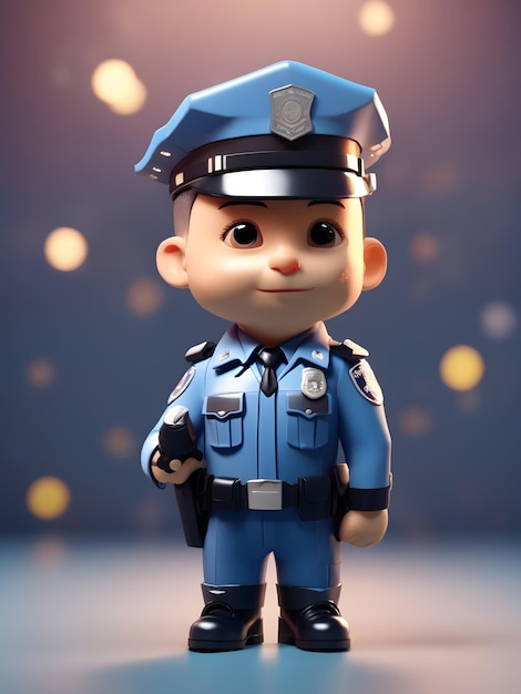 Photo tiny cute isometric soft smooth lighting 3d render police officer