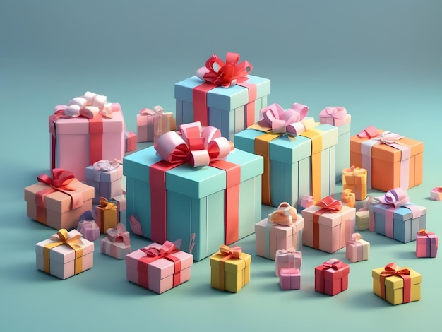 Tiny cute isometric soft smooth lighting Gifts boxes