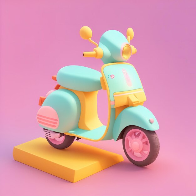 Tiny cute isometric Vespa