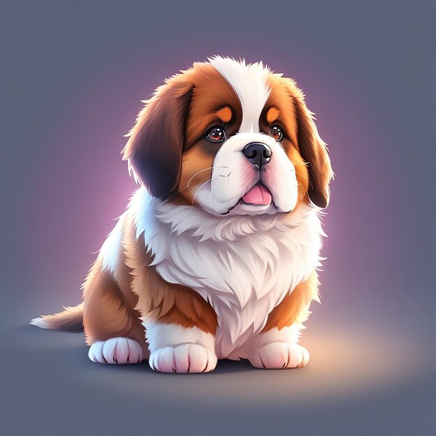 Tiny cute St Bernard dog breed illustration