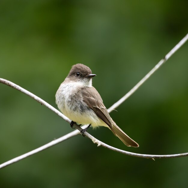 Photo tiny eastern phoebe sayornis phoebe perched on a tree branch