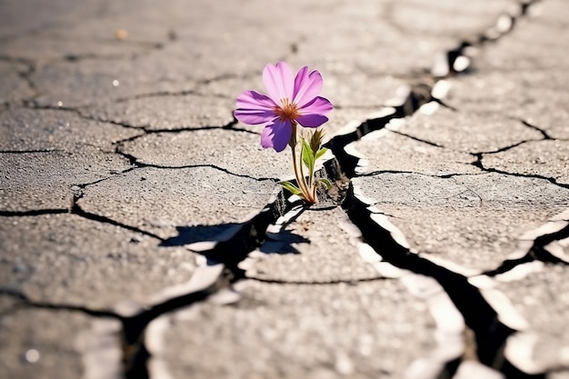 Tiny Flower Thriving on Cracked Street AI