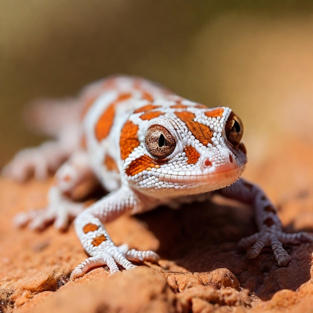 A tiny gecko clings to a weathered desert rock its camouflage a masterpiece of natural adaptation