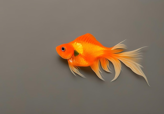 A tiny goldfish against a white background