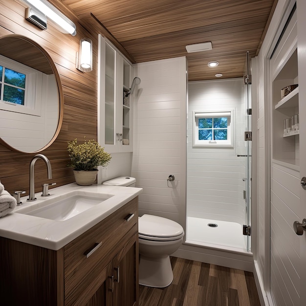 Tiny Home Bathroom with Compact Fixtures