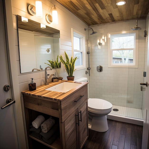 Tiny Home Bathroom with Compact Fixtures