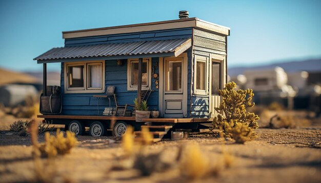 tiny house on the back of an el camino photoshoot