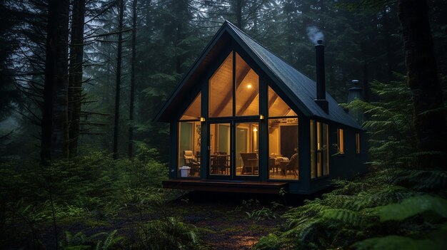 tiny house in a forest clearing inside a tiny house