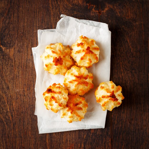 Tiny Light Cookies on Old Wooden Table