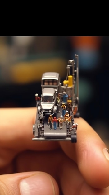 Tiny little miniature vehicle on human hand