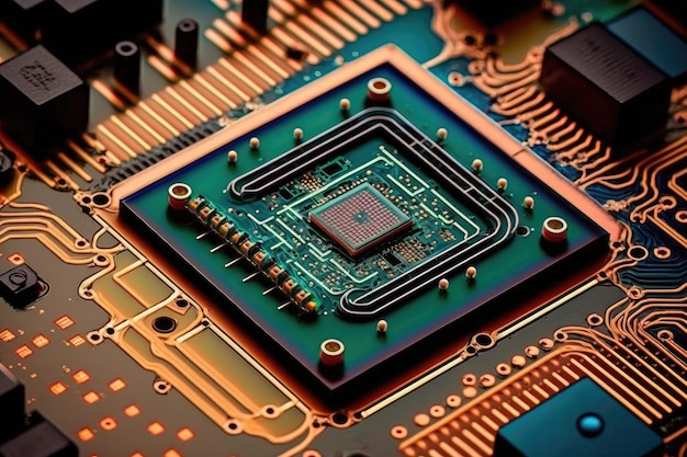 Tiny microcircuits formed at nanotechnologies factory created with generative ai