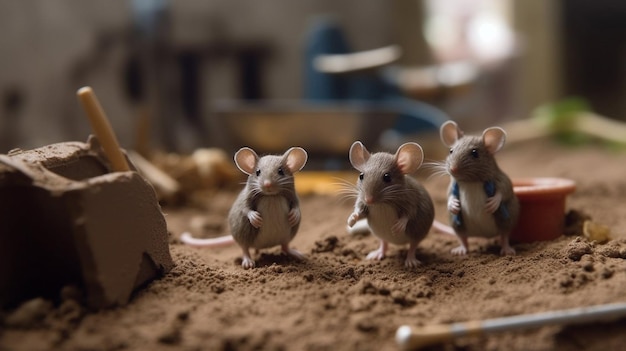 Tiny mouse construction site Generative AI