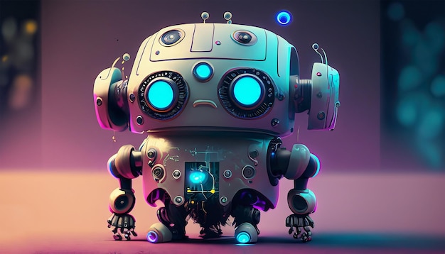 Tiny robot cute artifical intelegent cyber punk