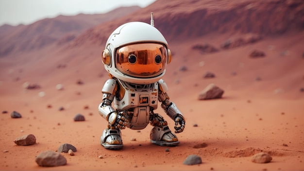 Photo tiny robot in mars