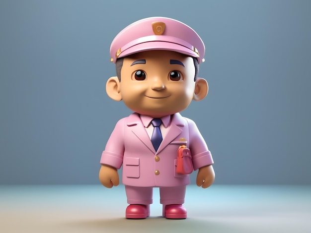 Tiny schattig isometrische 3D render van Doorman figuur