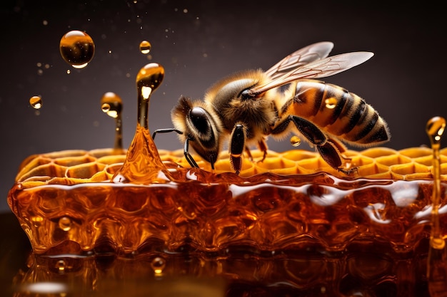 Tiny Shot honey bee Generate Ai