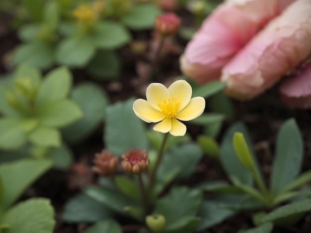 tiny single flower in garden