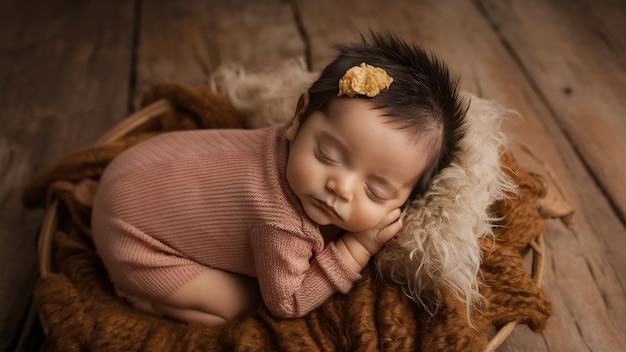 Photo tiny sweet babyboy peacefully sleeping on mother